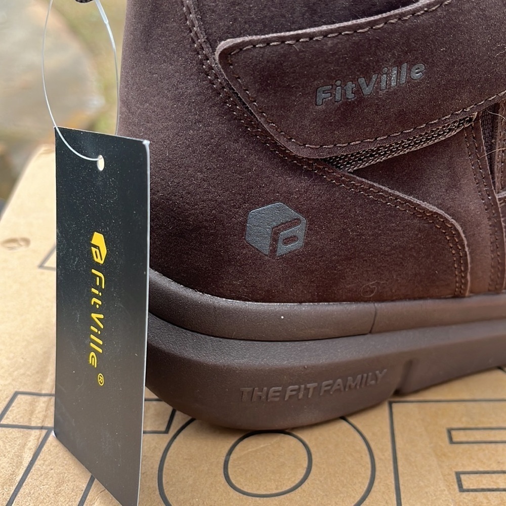 FitVille Men’s Winter Cozy Core V1 Wide Walking Sneakers Brown sz 11W New - Picture 4 of 11